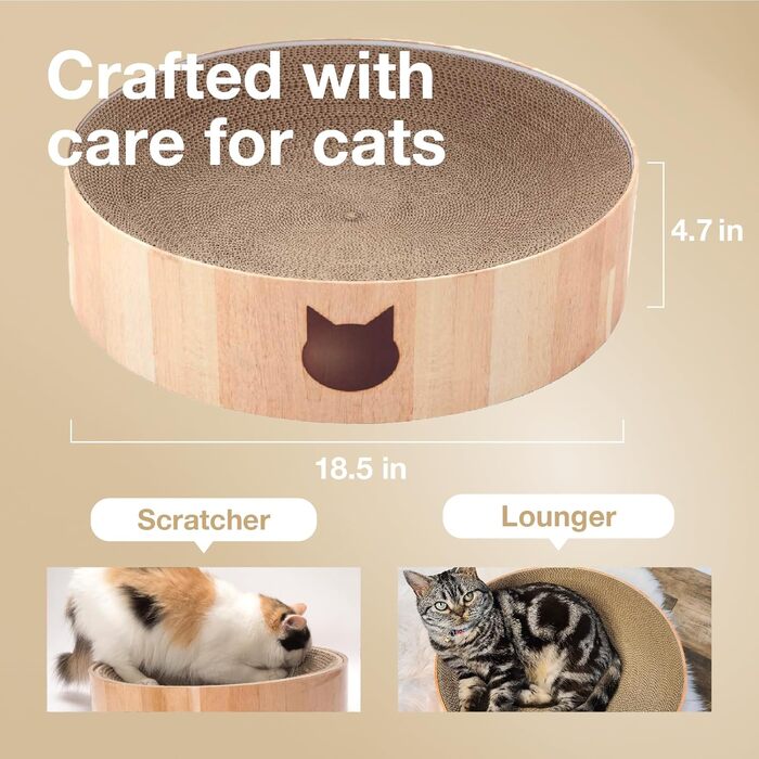 Когтеточка для котів Necoichi Cozy XL, з екоматеріалів, дуб, 100% перероблений папір, без хімікатів
