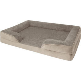 Ергономічне собаче ліжко Normani для великих, середніх та маленьких собак - ортопедична подушка для собак - диванчик для собак з високим бортиком, бежевий, 70x100x18 см