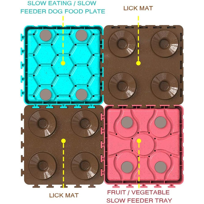 Набір мисок для собак 4 в 1 з уповільненням годування, інтерактивна миска для собак та котів з присосками (4 шт.)