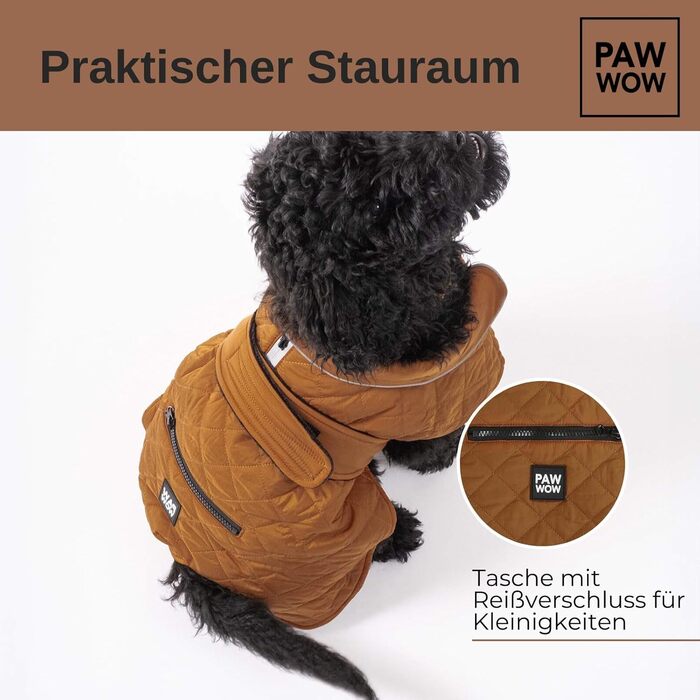 Теплий зимовий одяг для собак | Куртка для собак з захистом живота та застібкою-липучкою, розмір L, коричнева