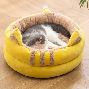PETCUTE Будиночок-ліжко для котів і собак, зимовий, м'який знімний чохол, протиковзка основа, для котів, кошенят, цуценят, зручний кошик-домік