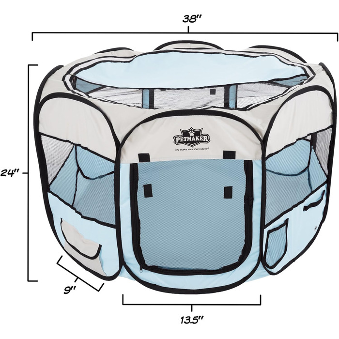 Клітка-ігровий майданчик Petmaker Pop-Up, діаметр 96,5 см, 61 см, блакитний, 38' x 24'