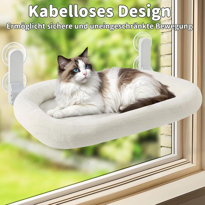 Кішка лежанка на вікно GUUSII HOME: розкладна, з 4 присосками, біла