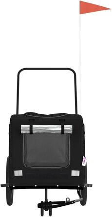 Причіп для собак Fasba: міцний, з відбивачами та прапорцем, для собак та котів, чорний, Oxford-Gewebe, сталь