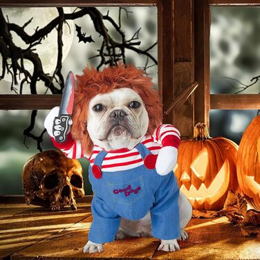 Костюм для собак на Хелловін з курткою та штучним баром, дихаючий, регульований, для свят, вечірок (S)