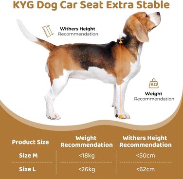 Автокрісло для собак KYG - стабільне, водовідштовхувальне, антиковзаюче, з 4 ременями, M (58x55x36 см)