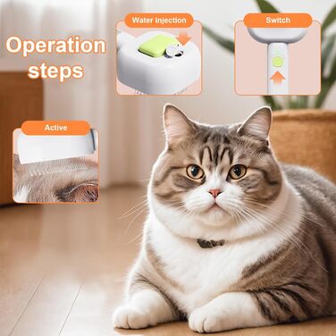 Парова щітка для котів 4 в 1, 4-в-1, для догляду за шерстю котів та собак, самоочисна, антистатична (зелена)