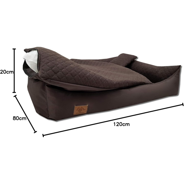 Ліжко для собак Одолплюс XXL - велике собаче ліжко, подушка для собак, собаче диванче з двостороннім матрацом | Знімний та пральний чохол (Коричневий)