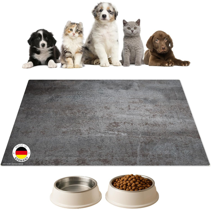 Підстилка для собак та котів 60x40 см – вінілова кормова підстилка з металевим покриттям, міцна, зносостійка, неслизька та водовідштовхувальна – Made in Germany