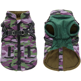 Зимовий теплий одяг для собак: водонепроникний теплий жилет з інтегрованим шлейкою | Для маленьких, середніх собак | Колір: фіолетовий