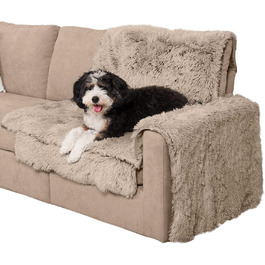 Плед Furhaven Snuggly Spot із довгим штучним хутром для захисту меблів, кутовий, машинне прання, колір тауп, універсальний розмір