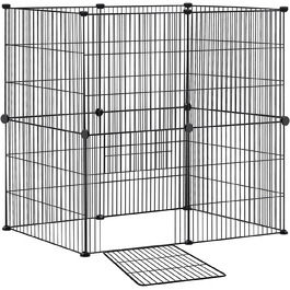 Клітка-вольєр для дрібних тварин FIVMEN 145x75x48 см, 12 панелей з дверцятами, білий/чорний