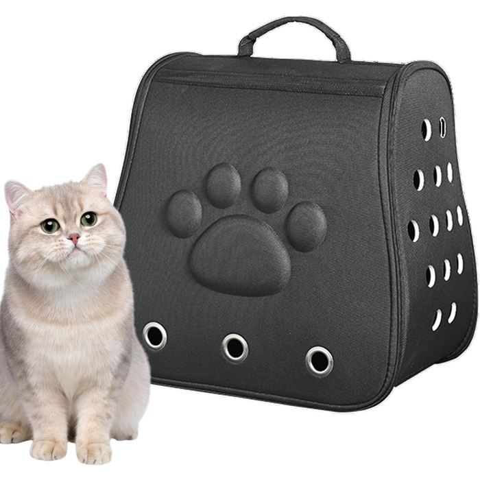 Трансформер для тварин: переноска-рюкзак для котів та маленьких собак, чорний