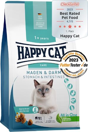 Сухий корм для котів Happy Cat Care Magen & Darm з качкою для чутливого травлення, 1.3 кг (4 упаковки по 325 г)