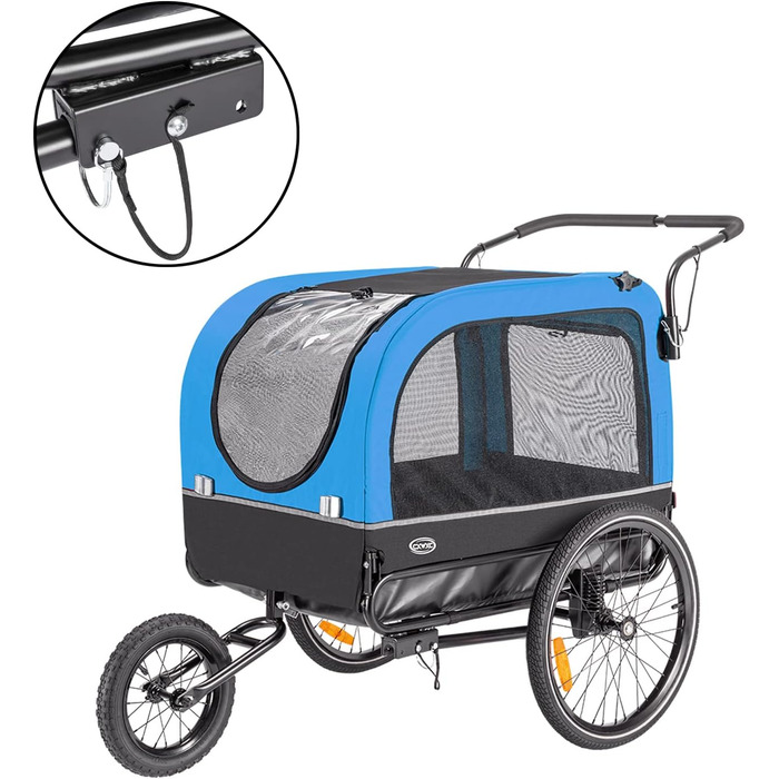 Причіп для собак CXWXC 2-в-1: велосипедний та візок для собак з амортизаторами, синій. Максимальне навантаження 40 кг