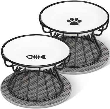 Підвищені годівниці для котів Katzennapf Erhöht - 2 шт. Керамічні миски з підставкою, захист шиї, для корму та води