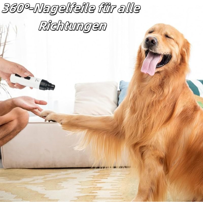 KELENO TrimNox Pro – Безшумний точило для кігтів собак, для безтурботного догляду. М'який та ефективний, портативний, з USB-зарядкою, з низькою вібрацією, білий