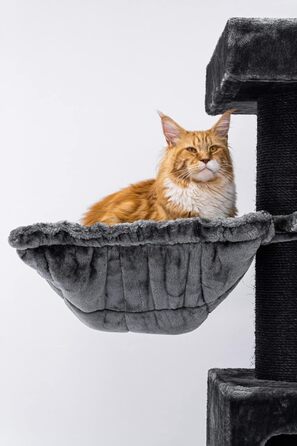 Дерев'яний кігтеточка для великих котів Petrebels Maine Coon XXL Lookout 198, надміцний, стовпи 15 см Ø, 100x60x198 см, чорний
