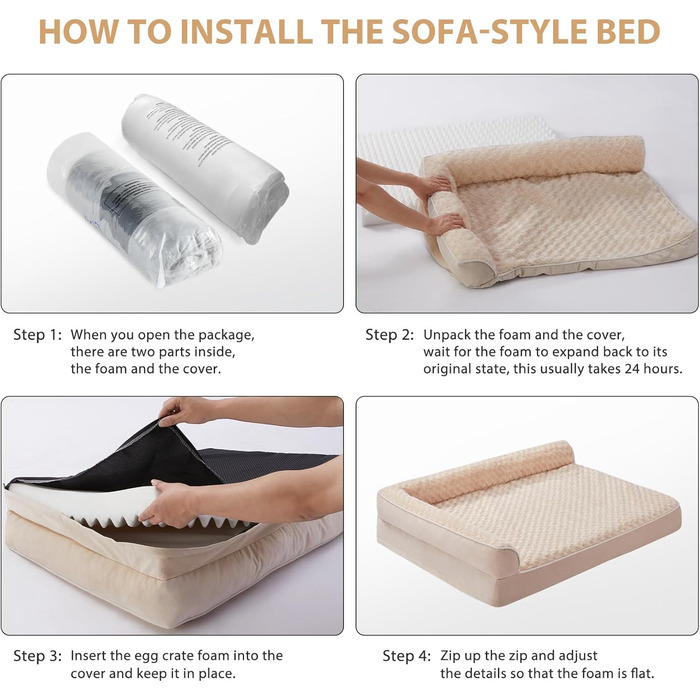 Ортопедичні лежанки для собак великих порід від BFPETHOME, водонепроникні, знімний та пральний чохол, великі лежанки для собак з водонепроникним дном та антиковзною основою, темно-зелені (54.0'L x 36.0'W x 7.5'Th, бежеві)