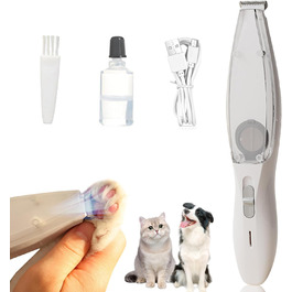 Професійний триммер для собак з пилососом та LED-підсвічуванням. Триммер для догляду за лапами, вухами, обличчям собак та котів (білий)