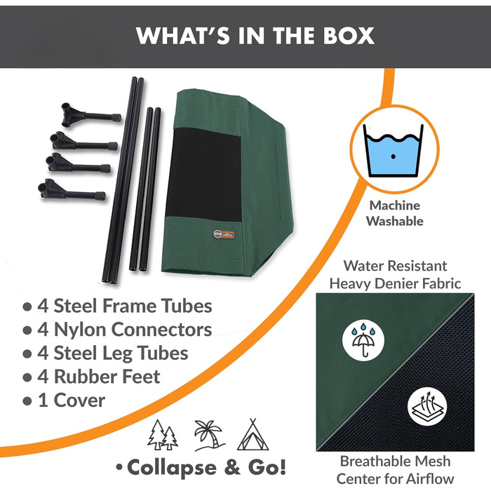 Підвищене собаче ліжко K&H Pet Products для вулиці, дихаюче, охолоджуюче, гамак для великих собак XL, знімний мережевий чохол, міцний металевий каркас, складане, портативне (107 x 76 x 18 см, зелено-чорна сітка)