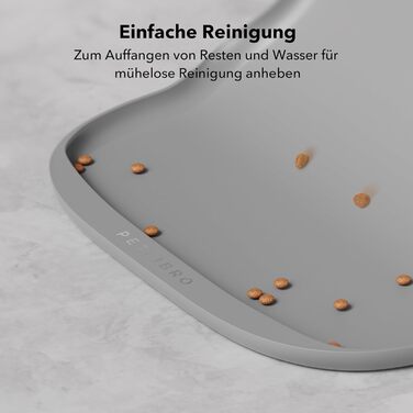 Підкладка під миску для собак та котів PETLIBRO Silikon, сіра, 45x30 см, нековзна, водонепроникна, для миття в посудомийній машині