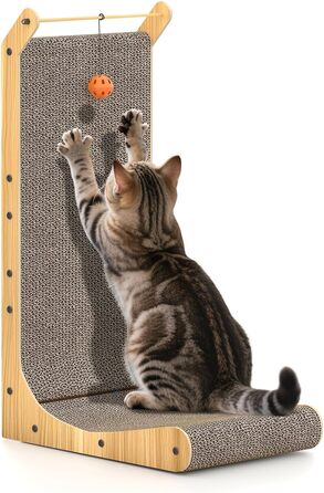 Кігтеточка для котів Dogat L-подібна, 68 см, з м'ячиком, захист меблів, картон