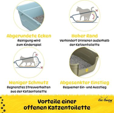 Лоток для котів з високим бордюром, без кришки, рожевий + кремовий, розмір L 50 x 38,5 см