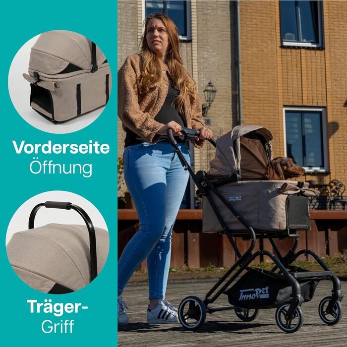 Візок для собак Innopet Nomad Compact - легкий, складаний візок для собак та котів до 20 кг, знімний кузов, переноска та автокошик