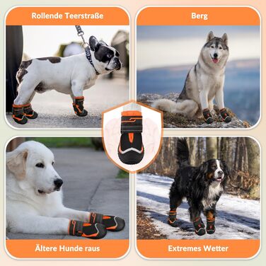 Зручні собачі черевики для захисту лап, 2 шт. - дихаючі, з неслизькою підошвою та світловідбиваючим кріпленням. Підходять для собак маленьких, середніх та великих порід. Ідеально для спорту та прогулянок на відкритому повітрі (Чорний, розмір 8).