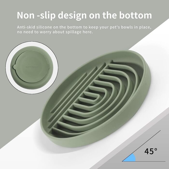 Повільний годівник для собак та котів, миска з силікону, пазл для здорового харчування, нековзна, для миття в посудомийній машині, сіро-зелений, без BPA