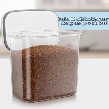 Контейнер для корму для собак та котів, BPA-free, прозорий, стекується, з мірною ложкою, губка для миття, Pop-Top кришка, з ручкою, 5,4 кг, білий, великий (12 л, 1 шт)