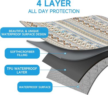 Водонепроникний двосторонній килимок для собак YOSEPATI, 178 x 76 см, бежевий з візерунком медальйон, для собак, котів, дітей, зручний для диванів та меблів, легко миється