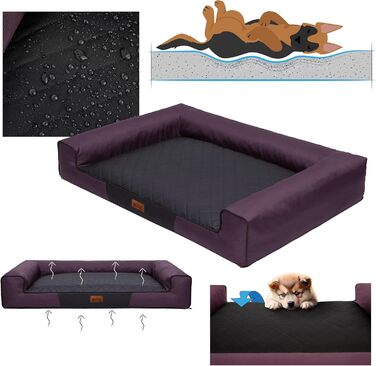 Килимок для собак XL, 100 x 66 см, червоний з чорним, м'який лежак для тварин