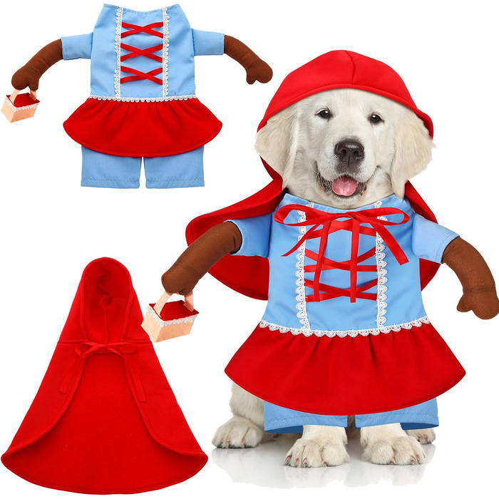 Костюм для собак Huhumy Rotkäppchen на Halloween, милий, кумедний косплей, одяг для собак маленьких, середніх та великих (S, Neck Length:11.8', Chest Girth:16.9')
