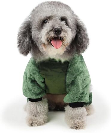 Костюм для собак - динозавр (зелений, 3 шт.) FRCOLOR, теплий матеріал, для свят та фотосесій