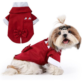 Костюм Smoking для собак Norbi, розмір M, червоний. Ідеальний для вечірок, свят та фотосесій. Комплект з краваткою.