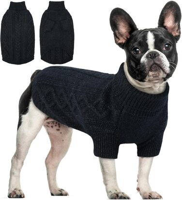 Чорний пуловер для котів та собак, теплий, з отвором для повідка, розміри S та L