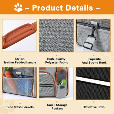 Сумка-переноска для кота/собаки COMSLE, 7 кг, 42x22x25 см, світло-сіра