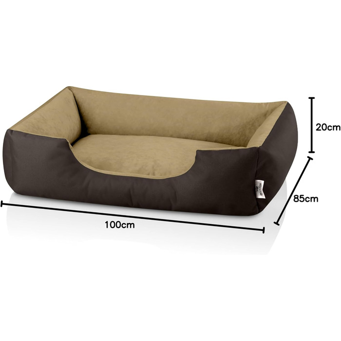 Ліжко для собак BedDog XL - м'яке ліжко-корзина для середніх собак, коричнево-бежеве, 100 x 85 x 23 см, знімний чохол