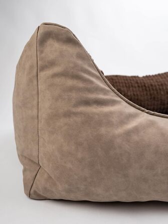 TrendPet VitaBed Style - Ортопедичне ліжко для собак, штучна шкіра зовні, м'яке всередині (80x70 см, Коричневе)