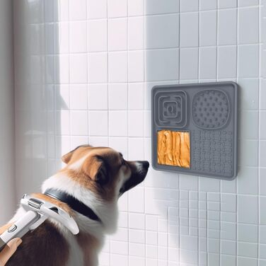 Лежак-іграшка для собак та котів з силікону, 20 см, повільний годівник, з лопаткою, чорний