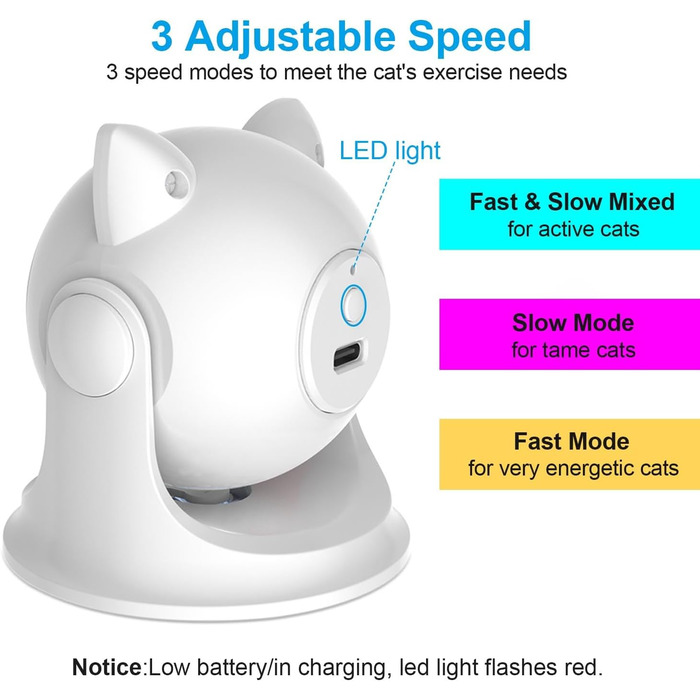 Автоматичний лазерний іграшковий пристрій для котів та цуценят VOVIGGOL, USB-зарядка, регульовані зони, інтерактивна мисливська іграшка для тварин