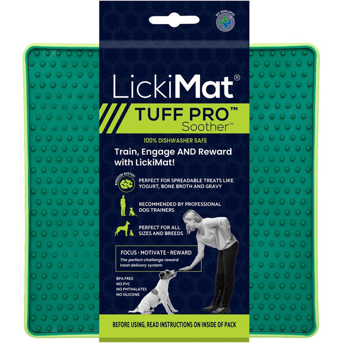 LickiMat PRO Tuff для собак: міцна лижуча килимок, заспокійлива альтернатива іграшкам-головоломкам та повільним мискам для годування. Ідеально підходить для арахісової пасти, йогурту, здорових смаколиків.