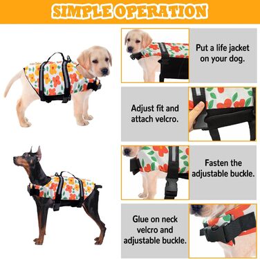 Рятувальний жилет для собак Schwiweste FainFun XL з квітами, Ripstop, регульований розмір, для собак великих і малих порід