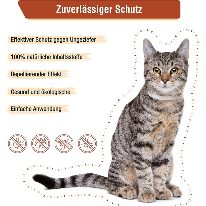 Захисний нашийник від бліх та кліщів Animal Vita® для котів - 100% натуральні інгредієнти, водонепроникний, надійний захист
