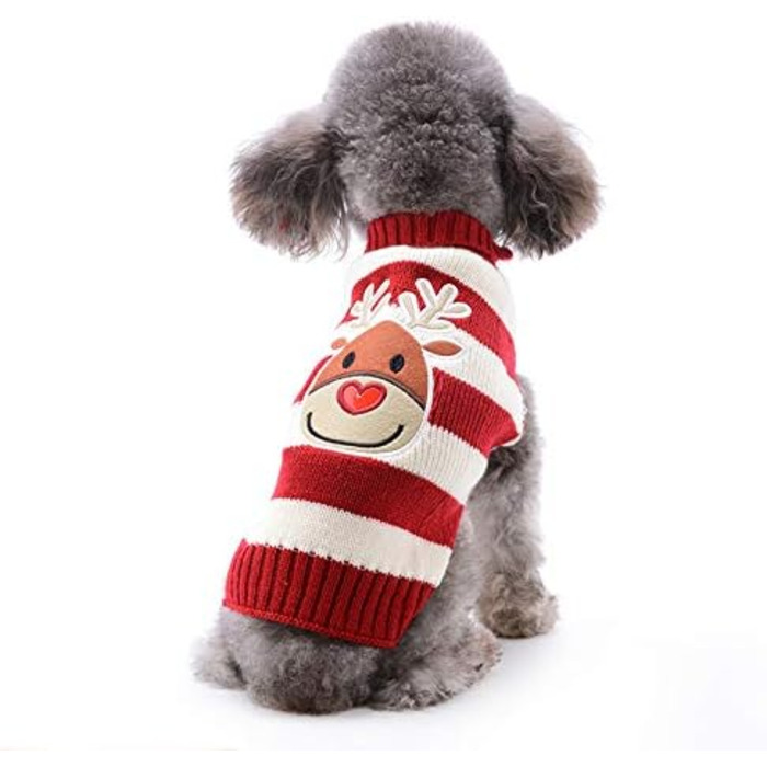 Пуловер для собак на Різдво: теплий в'язаний пуловер-роллінґ з орнаментом для цуценят та дорослих собак, розмір XXL. Ідеальний подарунок для вашого улюбленця!