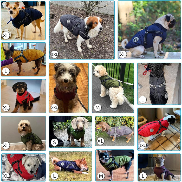 Зимова жилетка для собак - тепла жилетка для собак, бавовна, з нагрудником, червона, розмір S