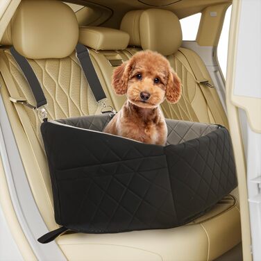 Автомобільний лежак для собак та котів, з кишенями для зберігання, з ременями безпеки, чорний та сірий
