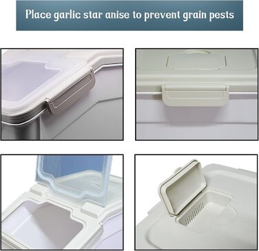 Контейнер для зберігання корму для собак AnRui, 13.6 кг, сірий, з герметичним кришкою, для корму котів, мюслі, зерна, борошна